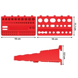 Set di 2 Mensoline Porta Attrezzi Utensili | 11,1x19x5,5 cm | Rosso | in Plastica
