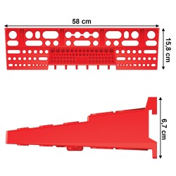 Mensolina Porta Attrezzi Utensili | 15,8x58x6,7 cm | Rosso | in Plastica