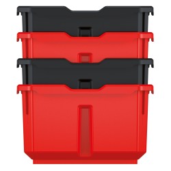 Set di 4 Contenitori Titan Box | 11x15,6x19,5 cm |Rosso e Nero | in Plastica