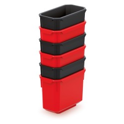 Set di 6 Contenitori XBlock | 7,5x14x10,5 cm | Rosso e Nero | in Plastica