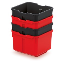 Organizzatore Plastica Nero Set 40 Contenitori A Bocca Di Lupo Con Coperchio Nero - Organizzazione Garage, Casa E Ufficio 19,5x12x9 Cm Box Bocca Larga