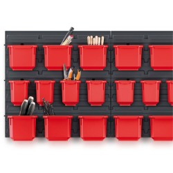 Set di 4 Contenitori XBlock | 14x15,7x8 cm | Rosso e Nero | in Plastica