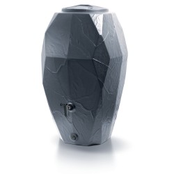 Serbatoio per Acqua Piovana Canyon | 310 Litri | Ø68x117,7 cm | 2 Punti di Attacco | Rubinetto e Sistema di Raccolta Acqua Inclusi | Cisterna da Giardino | Colore Nero | Design Moderno