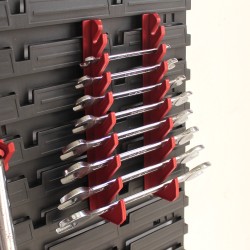 Pannelli Porta Attrezzi + Accessori | Pannelli 172,8x78 cm | 5 Mensoline | 2 Set di Ganci | 50 Contenitori Bocca di Lupo