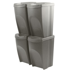 Bidoni Cestini SortiBox | per Raccolta Differenziata Riciclaggio | Impilabili | 35 Litri | in Plastica | per Casa Interni