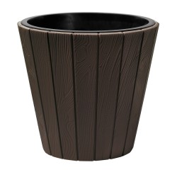 Vaso per Fiori Piante Woode| Rotondo | Decorativo | in Plastica | da Interno Esterno | Design Moderno